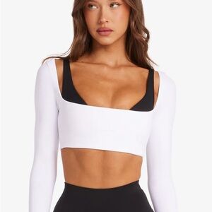 Elegant White Long Sleeve Crop Top